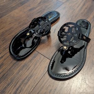 Tory Burch Miller Sandals Patent Black